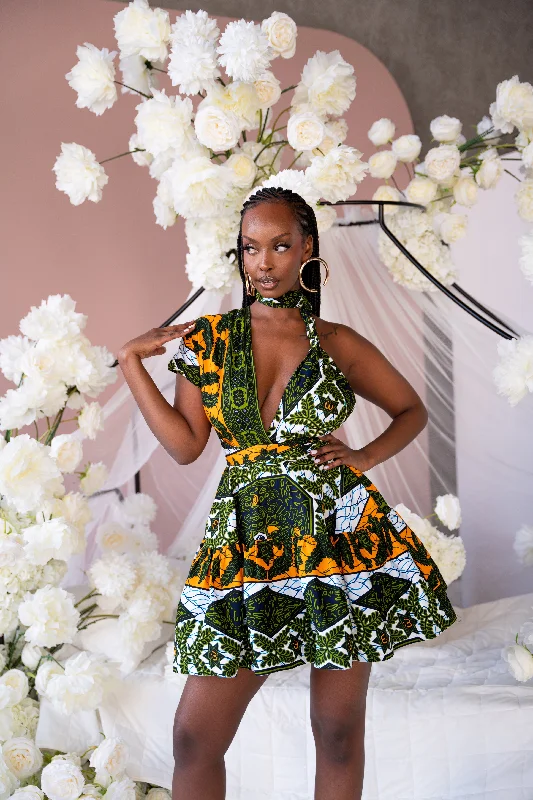 Limited Time Offer RIMI African Print Flair Mini Infinity dress