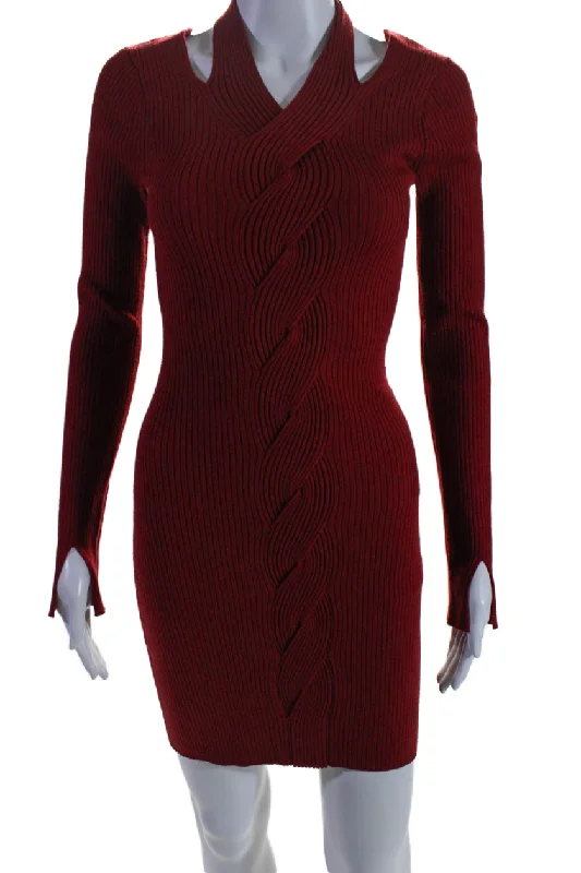 Grand Opening Sale Jonathan Simkhai Womens Long Sleeve Alejandra Twisted Cable Dress Red Grand Opening Sale Jonathan Simkhai Womens Long Sleeve Alejandra Twisted Cable Dress Red