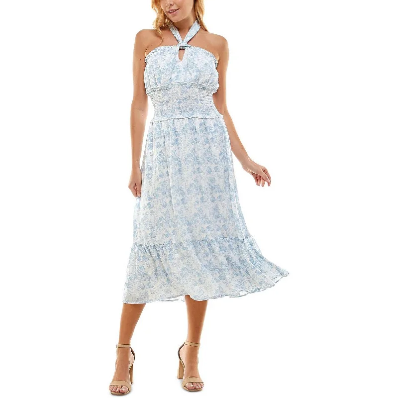 Markdown Madness Juniors Womens Chiffon One Shoulder Midi Dress