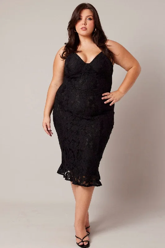 Special Promotion Black Lace Bra Cup Bodycon Dress