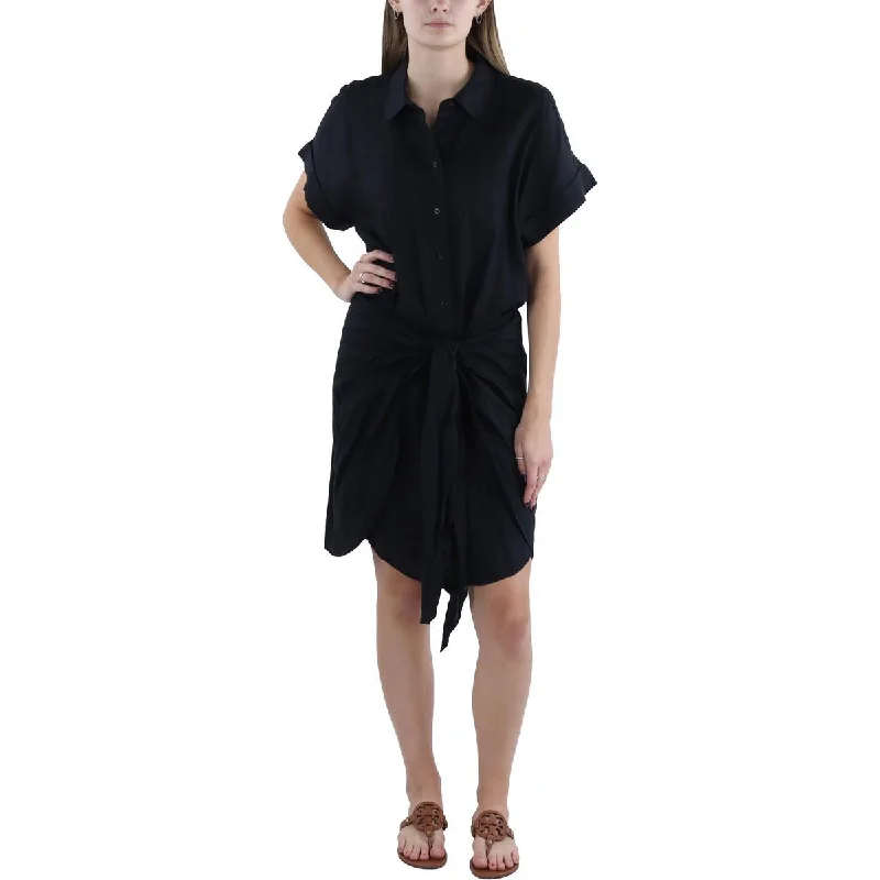 Limited Stock Womens Linen Tie Front Shirtdress