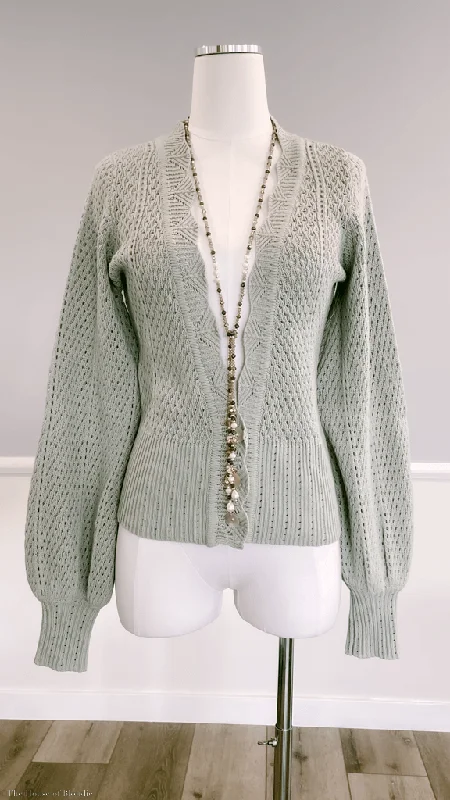 Deal Mania Amelia Scalloped Sage Green Cardigan