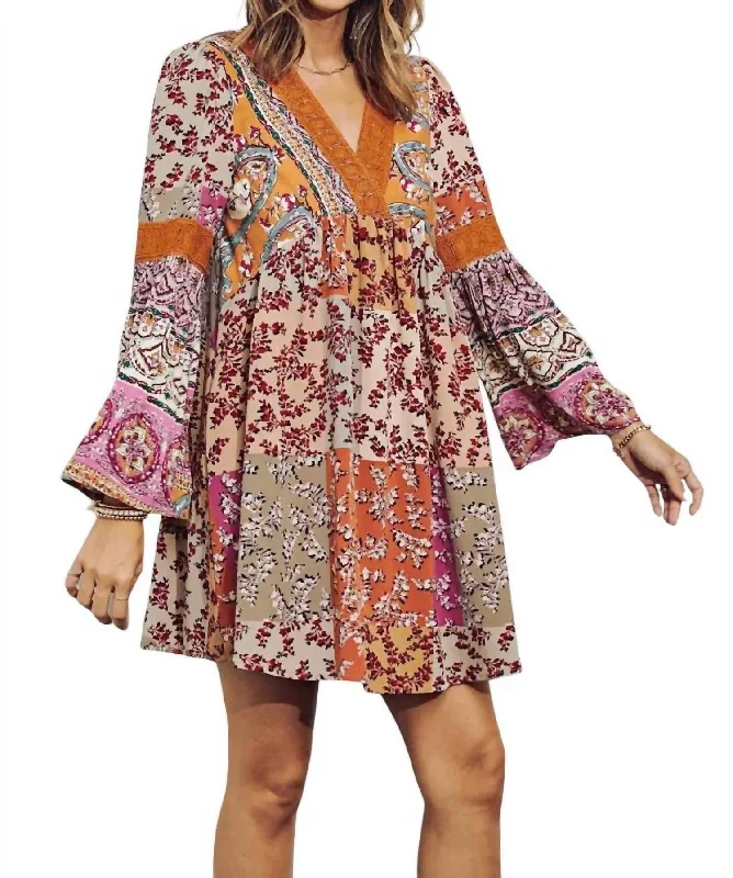 Fantastic Deals Danielle Colorblock A-Line Dress In Brick Multi