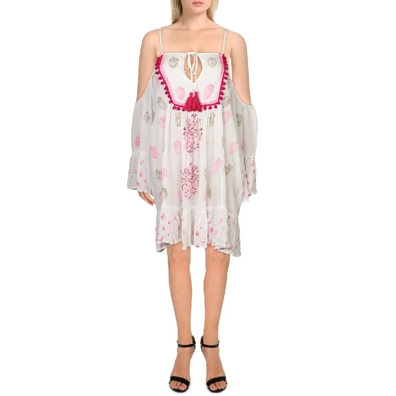 Deal Zone Womens Printed Keyhole Mini Dress