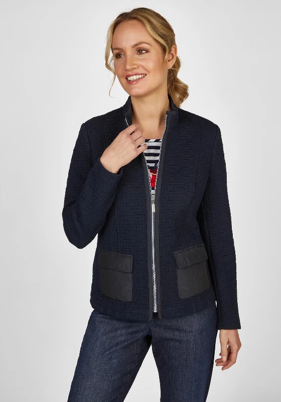 Can't Miss Rabe Full Zip Textured Jacket, Navy