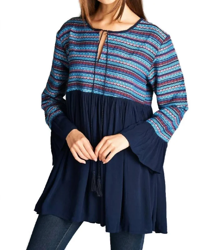 Overstock Tapestry Geometric Dress - Plus In Navy