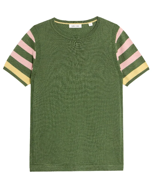 Super Sale Merino Wool Crew Tee Jumper - Green Multi