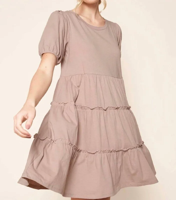YEAR-End Clearance Maryam Puff Sleeve Dress In Taupe