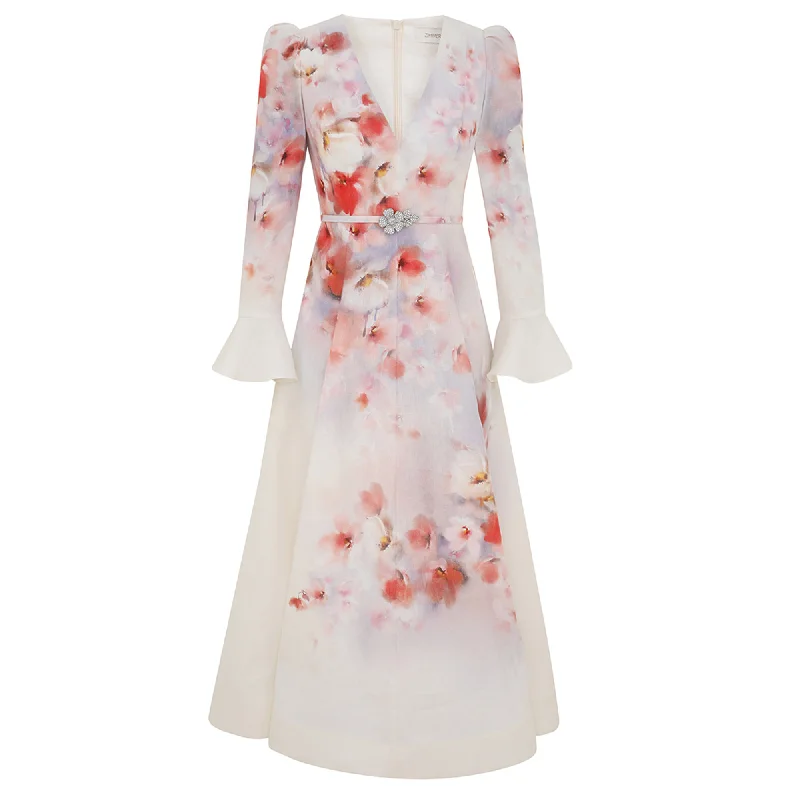 Special Savings Crush Frill Sleeved Midi Dress