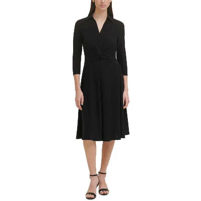 Doorbuster Deal Womens Twist Front Calf Midi Dress