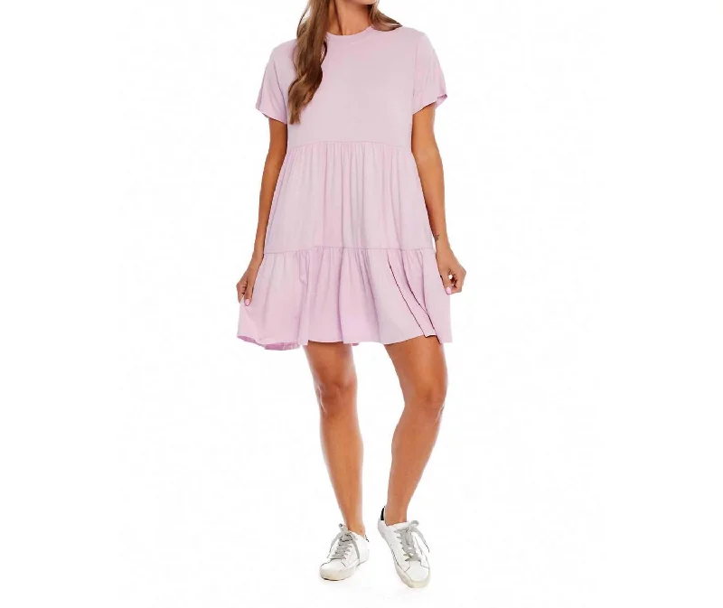 Limited Time Solid Poncey Dress In Lilac