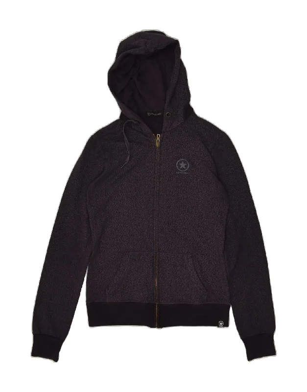 Special Promotion CONVERSE Womens Zip Hoodie Sweater UK 10 Small Purple Cotton