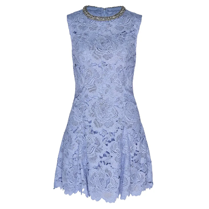 Markdowns Blue Flower Lace Mini Dress