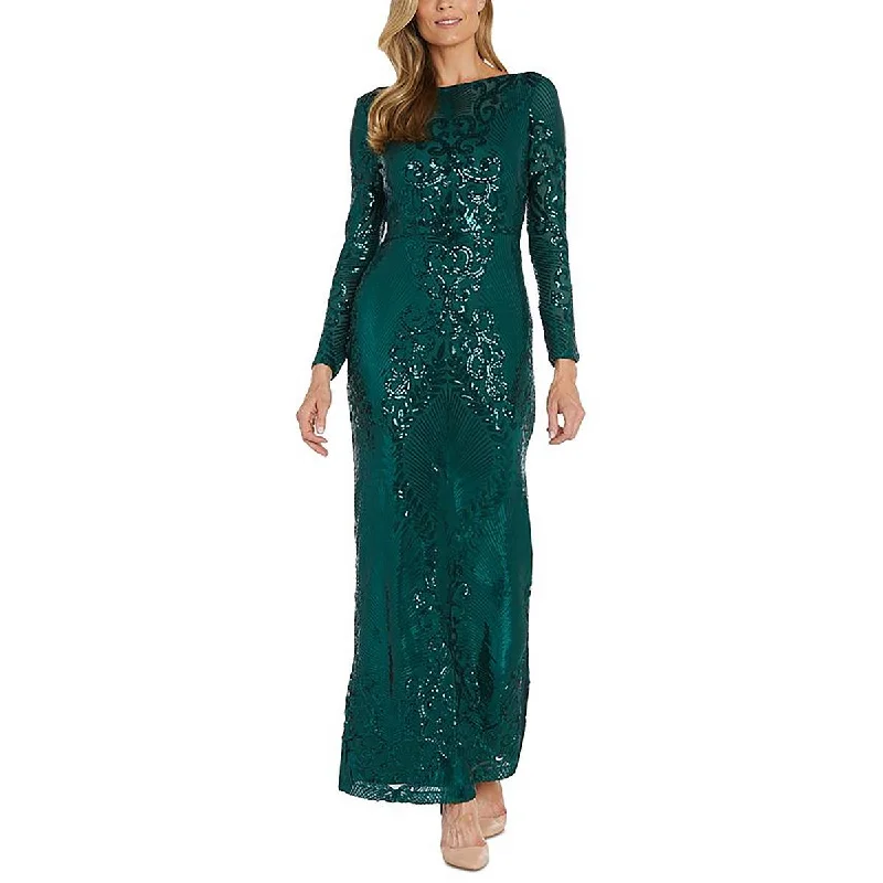Super Bargain Womens Full Length Sequined Evening Dress