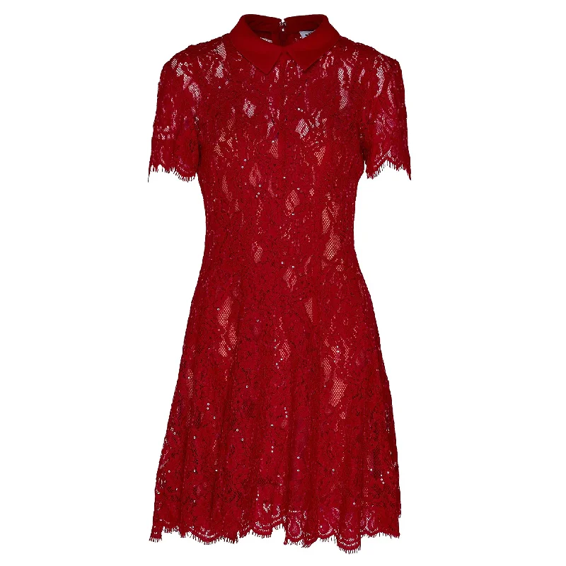 Huge Discounts Red Sequin Lace Mini Dress