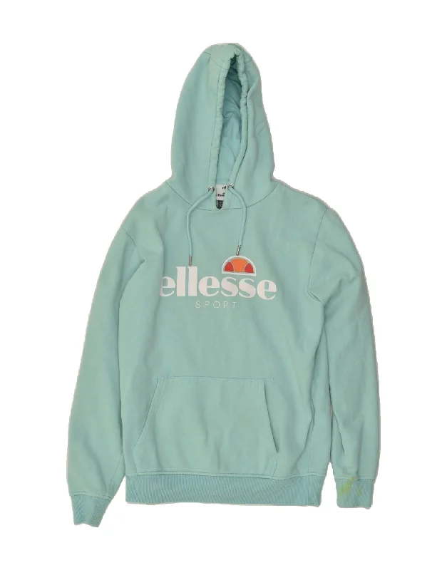 Big Discounts ELLESSE Womens Graphic Hoodie Jumper UK 12 Medium  Blue Cotton