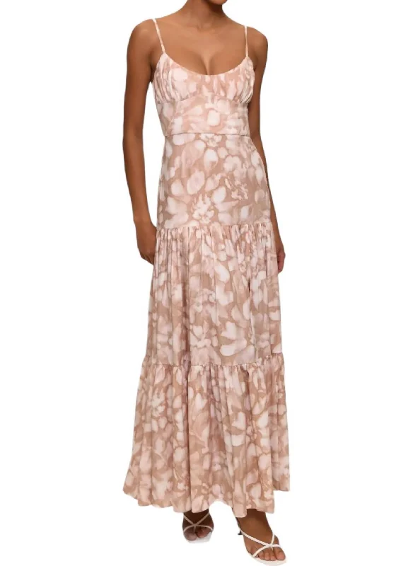 Limited Stock Aurora Dress In Sand Shibori Floral