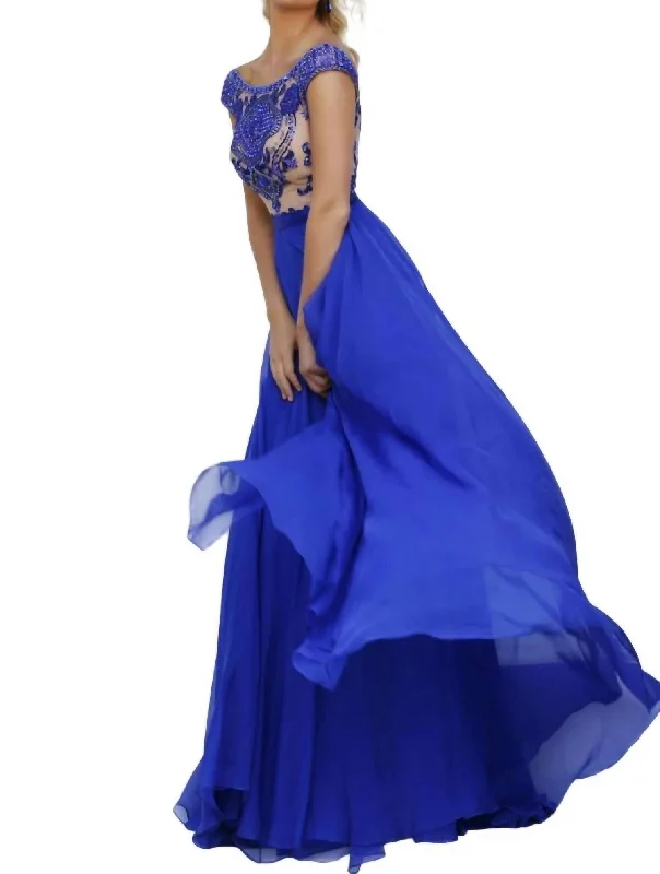 Bargain Prices Embellished Long Prom Dress In Turq/nude