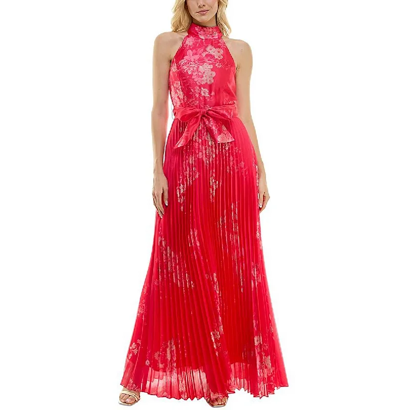 Limited Quantity Womens Full Length Pleated Halter Dress