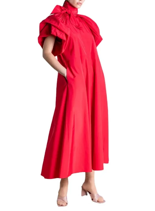 Early Bird Discount Long Taffeta Dress In Red