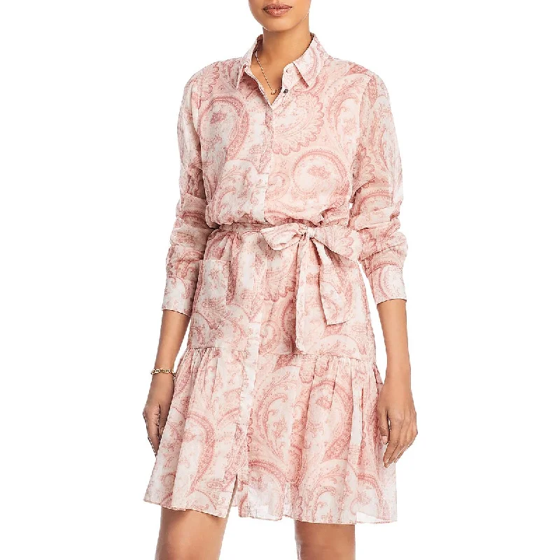Price Fest Cold Womens Paisley Knee-Length Shirtdress