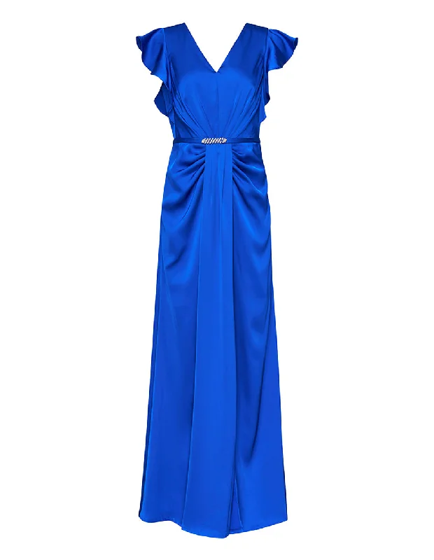 Online Only Charmeuse V Neck Draped Dress