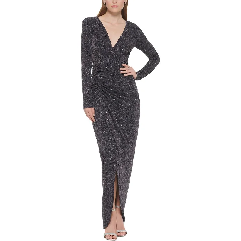 Grand Opening Sale Petites Womens Metallic Maxi Evening Dress