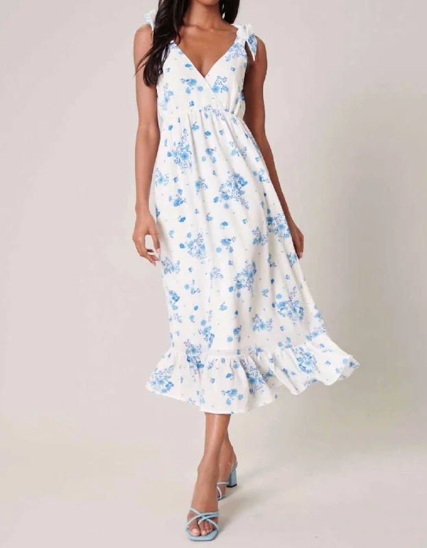 New Markdowns Chandler Floral Tie Knot Dress In Blue