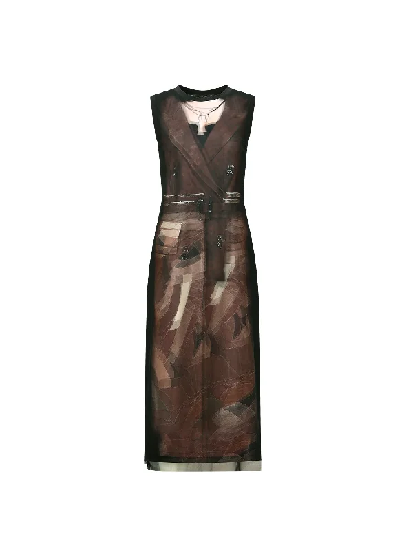 Discount Days Lenticular Trench Coat Printed Knit Dress