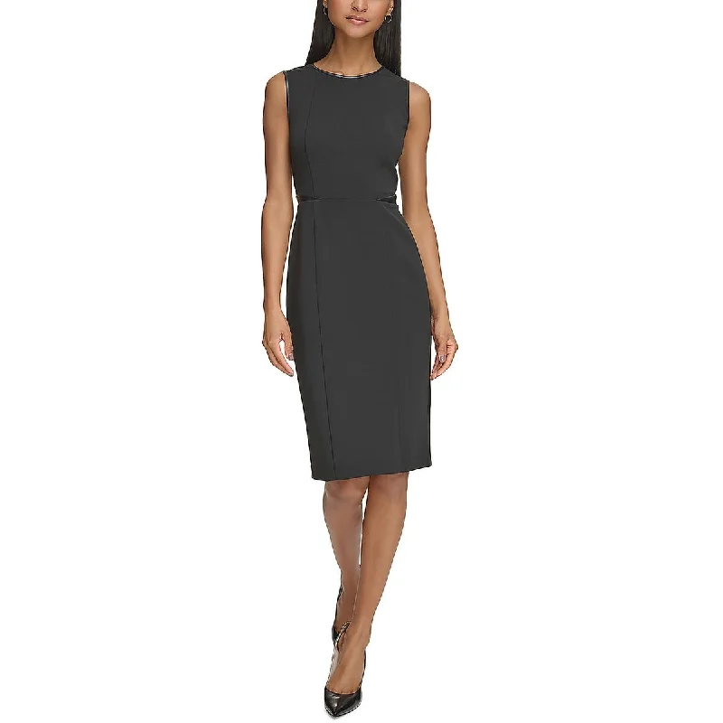 Special Savings Womens Faux Leather Trim Sheath Sheath Dress