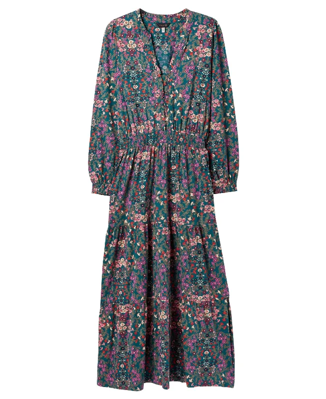 Deal of the Day Elsa Frill Neck Dress - Blue Floral