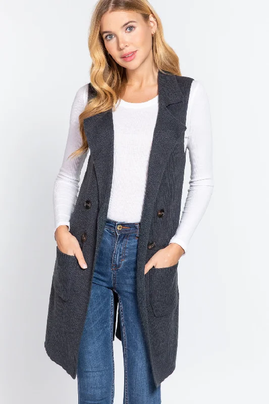 Referral Discount Sleeveless Long Sweater Vest