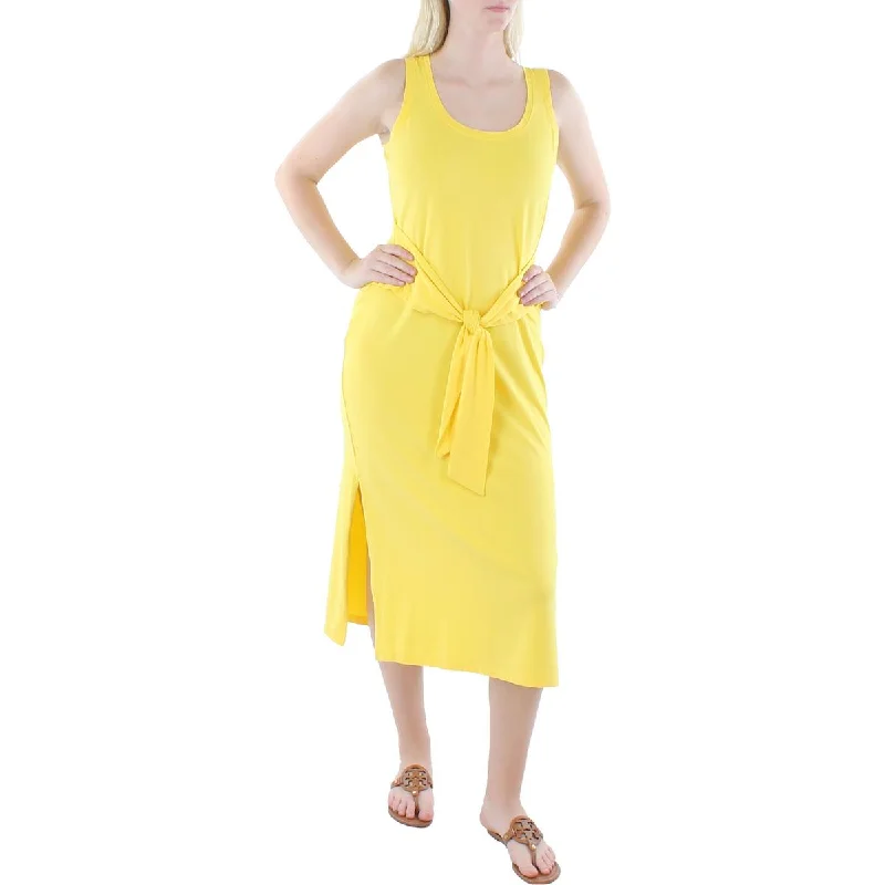 Special Price Womens Sleeveless Tie-Front Midi Dress