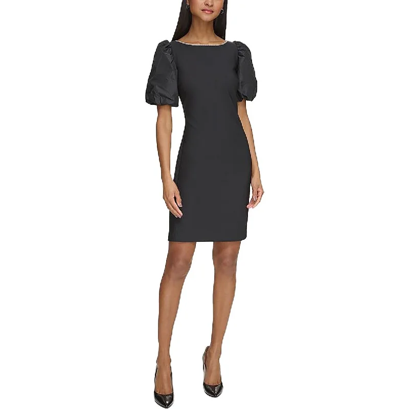 Markdowns Womens Mixed Media Mini Sheath Dress
