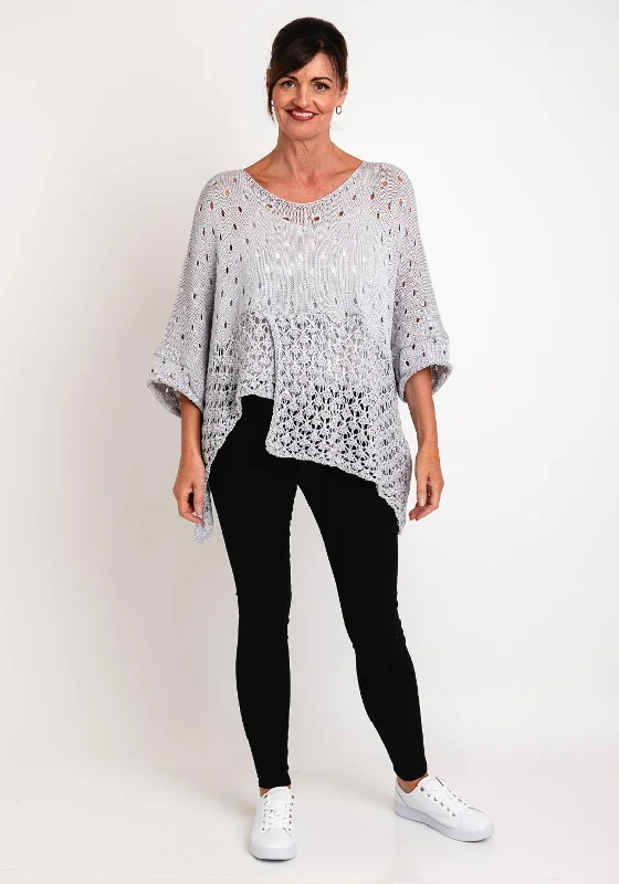 Great Bargains Natalia Collection One Size Perforated Poncho, Silver