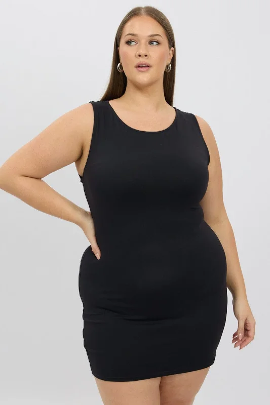 Discount Deals Black Dress Sleeveless Crew Neck Supersoft