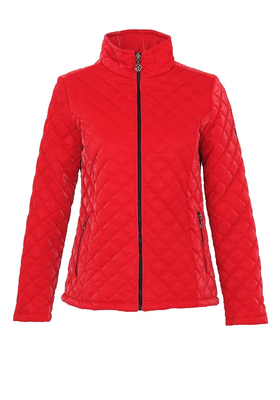 Deal of the Week Dolcezza High Shine Quilted Coat, Red