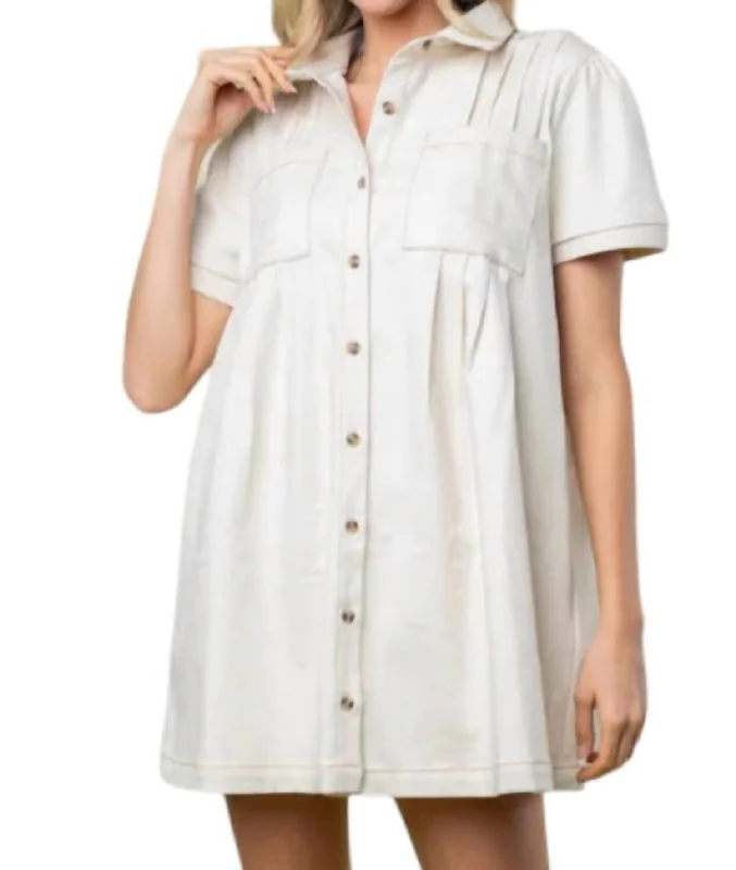New Deals Classic Charm Denim Dress In White