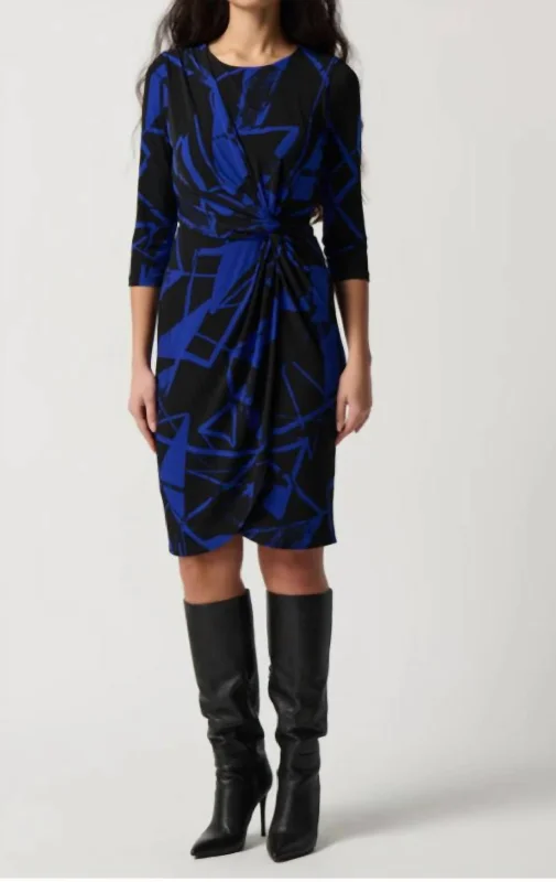 Inventory Reduction Blue Midi Dress In Black Royal
