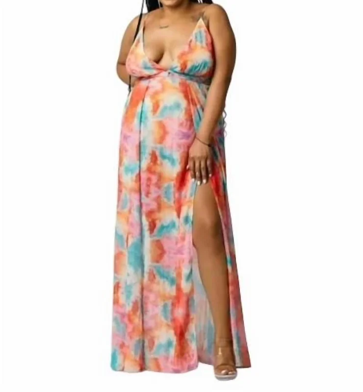 Must-Have Deals Sleeveless Maxi Dress In Pink Multi
