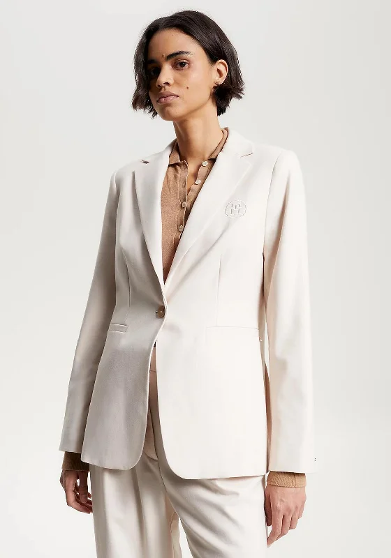 Lowest Price Tommy Hilfiger Womens Monogram Stamp Blazer, Cashmere Creme