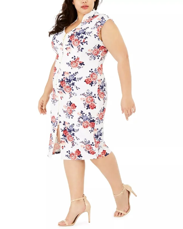 Act Fast Almost Famous Women's Trendy Plus Floral Print Bodycon Dress Pink Size 1X | Pink Act Fast Almost Famous Women's Trendy Plus Floral Print Bodycon Dress Pink Size 1X | Pink