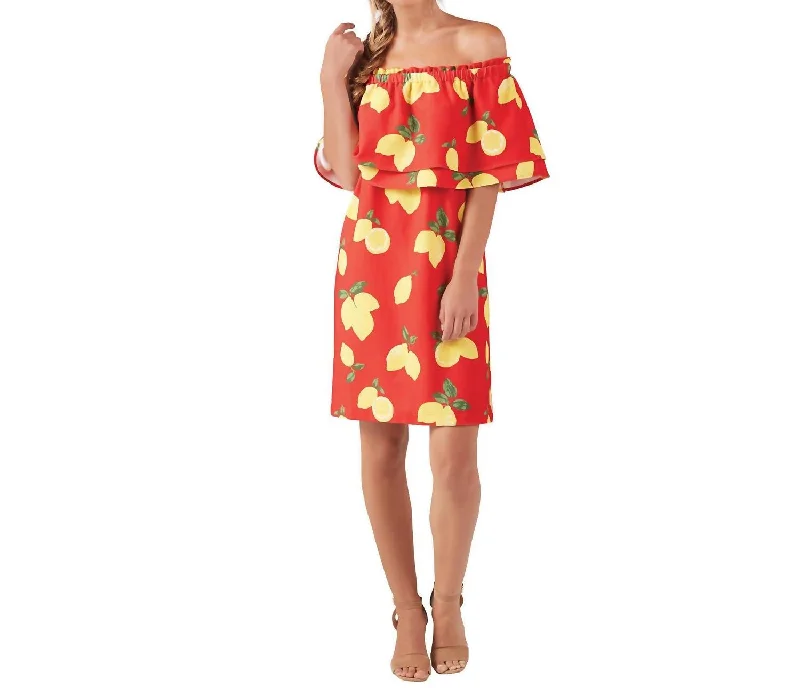 Deal Mania Pippa Off Shoulder Dress In Red