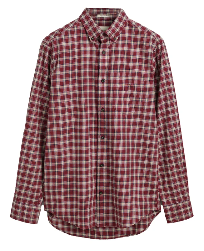 Bargain Bin Reg Micro Tartan Flannel Shirt - Plumped Red