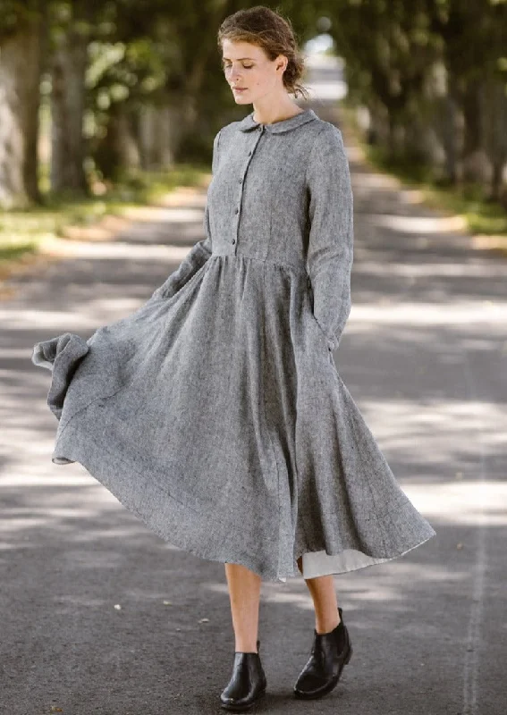 Super Sale Classic Dress, Long Sleeve, Twill Linen