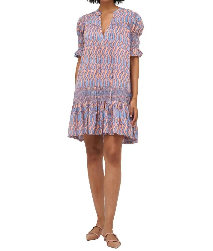 Discount Deals Smocked Drop Mini Dress In Sierra Blue