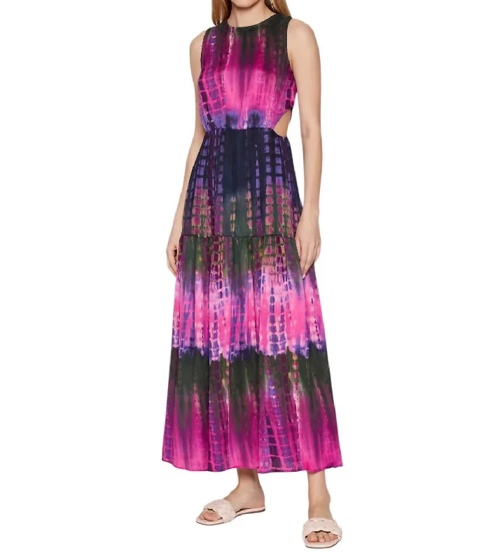 Price Smash Tie-Dye Cut-Out Maxi Dress In Purple