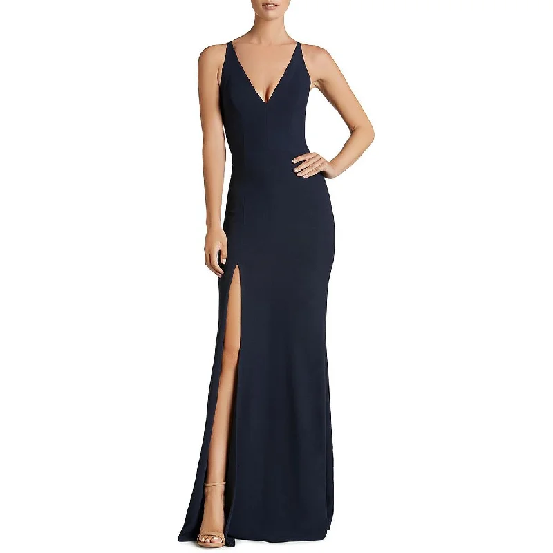 New Deals Iris Womens Plunging Split Hem Evening Dress