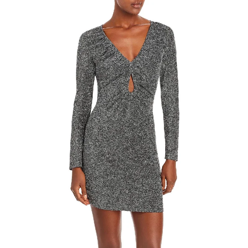 TIME-Limited Offer Womens Metallic Long Sleeves Sheath Dress