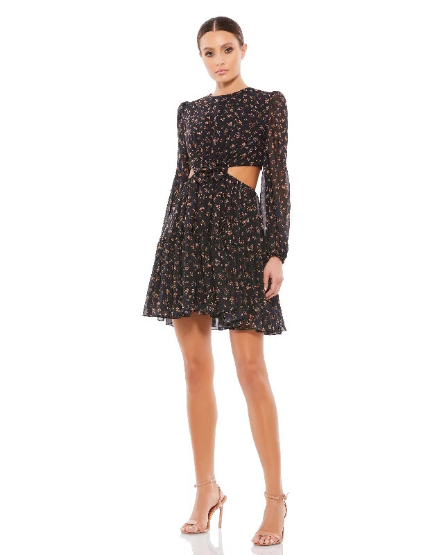 Fantastic Deals Front Bow Cut Out Long Sleeve Dress